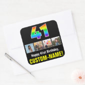 41e verjaardag: Regenboog "41"; Aangepaste foto's  Vierkante Sticker (Envelop)
