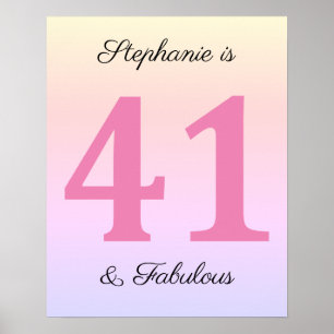 41e verjaardag Roze eenenveertig en fantastische n Poster