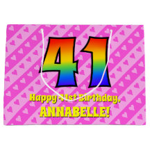 41e verjaardag: roze strepen & harten, regenboog #