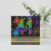 41e verjaardag Uitnodiging met bubbels (Staand voorkant)