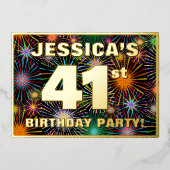 41e verjaardag van de feestdag — Fun, kleurrijke F Folie Uitnodiging (Voorkant)