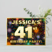 41e verjaardag van de feestdag — Fun, kleurrijke F Folie Uitnodiging (Staand Voorkant)