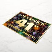 41e verjaardag van de feestdag — Fun, kleurrijke F Folie Uitnodiging (Gedraaid)