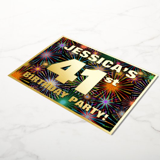 41e verjaardag van de feestdag — Fun, kleurrijke F Folie Uitnodiging (Gedraaid)