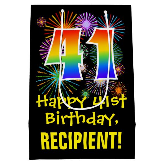 41e verjaardag: Vuurwapenpatroon met vuursteentje  Medium Cadeauzakje (Achterkant)