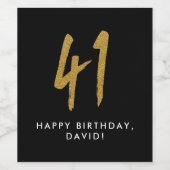 41e verjaardag zwarte gouden gunst etiket wijn (Enkel label)