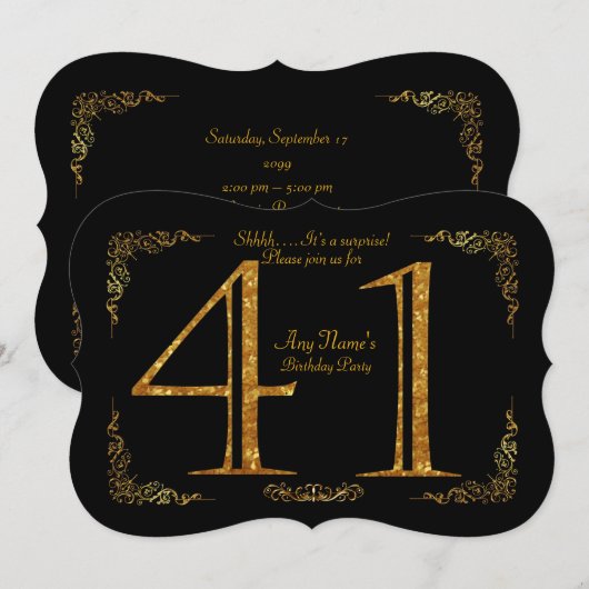 41e, Verjaardagsfeest 41e, grote Gatsby, zwart & g Kaart (Voorkant / Achterkant)