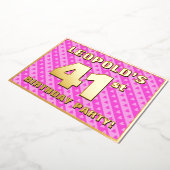 41e verjaardagsfeest — Leuke roze harten en strepe Folie Uitnodiging (Gedraaid)