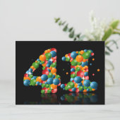 41e verjaardagsfeest, met bubbels en ballen kaart (Staand voorkant)