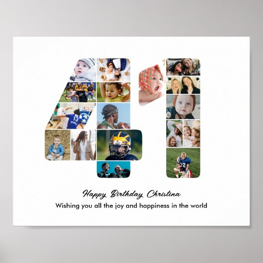 41e verjaardagsfeest Nummer 41 Fotocollage Poster (Voorkant)
