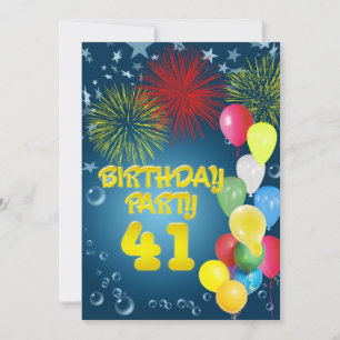 41e verjaardagsfeest Uitnodiging met ballonnen