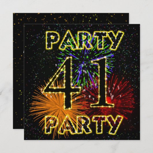 41e verjaardagsfeestje met vuurwerk kaart (Voorkant / Achterkant)