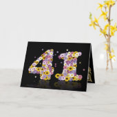 41e verjaardagskaart met bloemen letters kaart (Gele Bloem)
