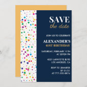41e verjaardagsuitnodiging Bewaar de datum Confett Kaart (Voorkant / Achterkant)