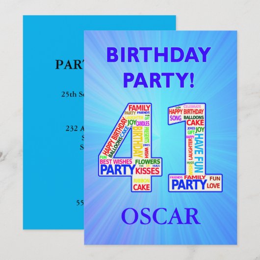 41st de Uitnodiging van de Partij van de Geboorted (Voorkant / Achterkant)