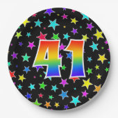 41ste evenement: Bold, Fun, Kleurrijke Regenboog 4 Papieren Bordje (Voorkant)
