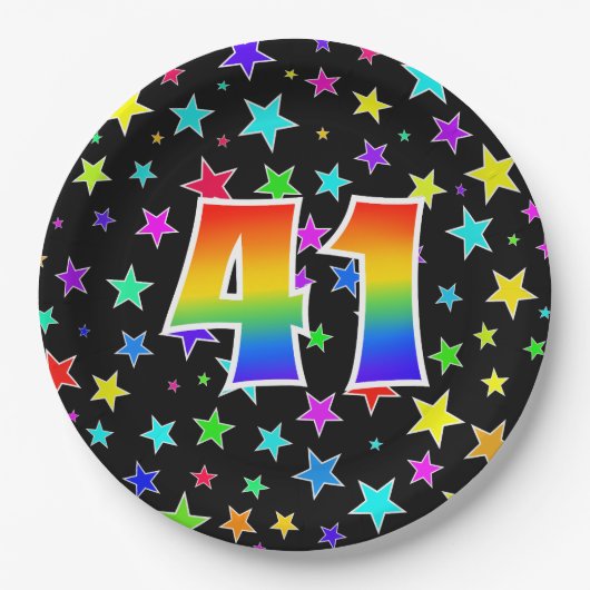 41ste evenement: Bold, Fun, Kleurrijke Regenboog 4 Papieren Bordje (Voorkant)