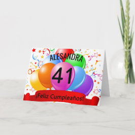 41ste Feliz Cumpleanos Spaanse Verjaardag Kaart