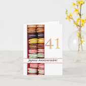 41ste Franse verjaardag Macaron-Joyeux Anniversair Kaart (Gele Bloem)