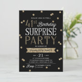 41ste Glitter Confetti Surprise Party Invitation Kaart (Staand voorkant)