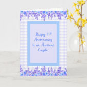 41ste Jubileum Kaart in blauw met Floral Borders (Gele Bloem)