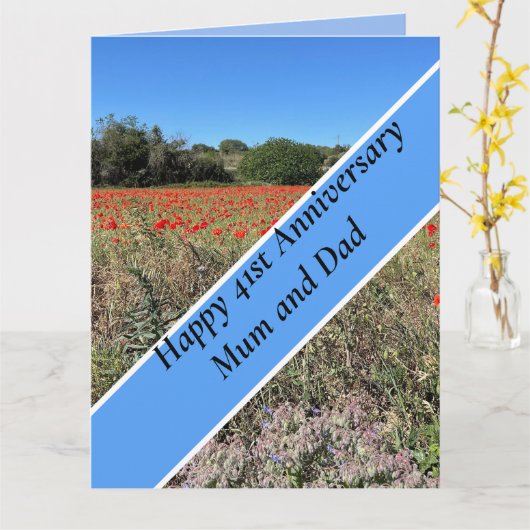 41ste Jubileum voor bruiloft Kaart (Gele Bloem)