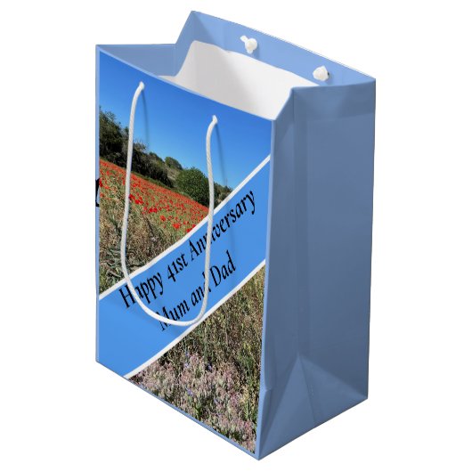 41ste Jubileum voor bruiloft Medium Cadeauzakje (Voorkant Gekanteld)