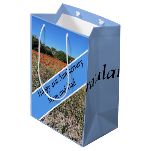 41ste Jubileum voor bruiloft Medium Cadeauzakje (Achterkant Gekanteld)