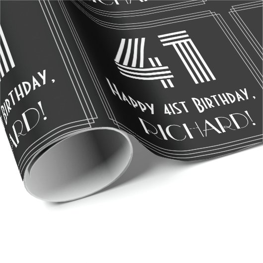 41ste verjaardag: Art Deco Geïnspireerde look "41" Cadeaupapier (Rol Hoek)