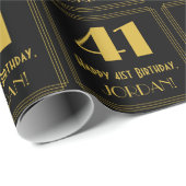 41ste verjaardag ~ Art Deco Geïnspireerde look "41 Cadeaupapier (Rol Hoek)