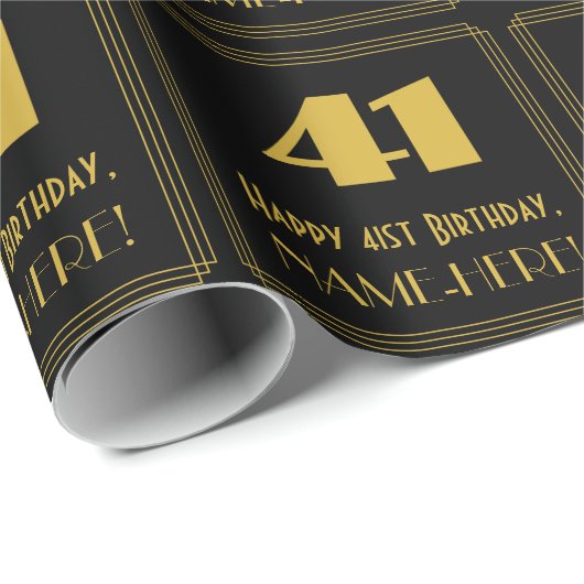 41ste verjaardag - Art Deco Geïnspireerde look "41 Cadeaupapier (Rol Hoek)