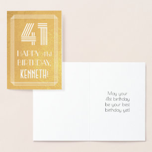 41ste verjaardag - Art Deco Geïnspireerde look "41 Folie Kaarten