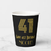 41ste verjaardag: Art Deco Geïnspireerde look "41" Papieren Bekers (Achterkant)