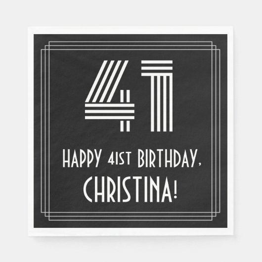 41ste verjaardag: Art Deco Geïnspireerde look "41" Servet (Voorkant)