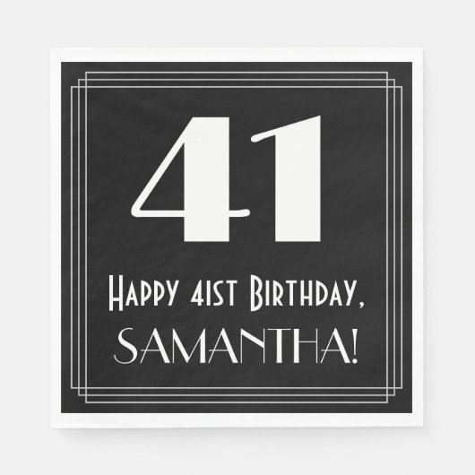 41ste verjaardag ~ Art Deco Geïnspireerde look "41 Servet (Voorkant)