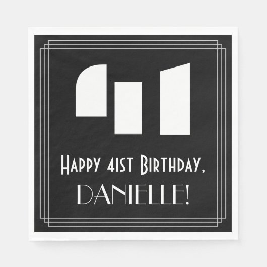 41ste verjaardag: Art Deco Geïnspireerde look "41" Servet (Voorkant)