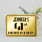 41ste verjaardag: Art Deco Kijk "41" en naam Folie Uitnodiging (Staand Voorkant)