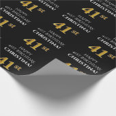 41ste verjaardag: Elegant, zwart, Faux Gold look Cadeaupapier (Hoek)