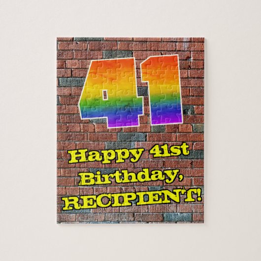 41ste verjaardag: Fun Graffiti-geïnspireerde regen Legpuzzel (Verticaal)