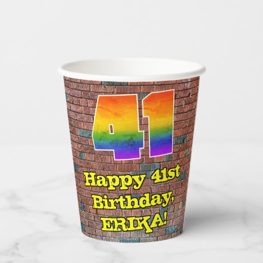 41ste verjaardag: Fun Graffiti-geïnspireerde regen Papieren Bekers (Achterkant)
