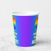 41ste verjaardag: kleurrijk, vun regenboogpatroon  papieren bekers (Links)