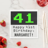 41ste verjaardag - Nerdy / Geeky Style "41" & naam Servet (Insitu)