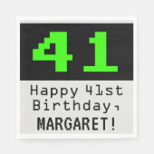 41ste verjaardag - Nerdy / Geeky Style "41" & naam Servet (Voorkant)