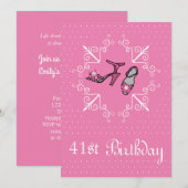 41ste verjaardag, Roze schoen, Uitnodiging (Voorkant / Achterkant)