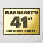 41ste verjaardag van de partij van Birthday - Vett Folie Uitnodiging (Voorkant)