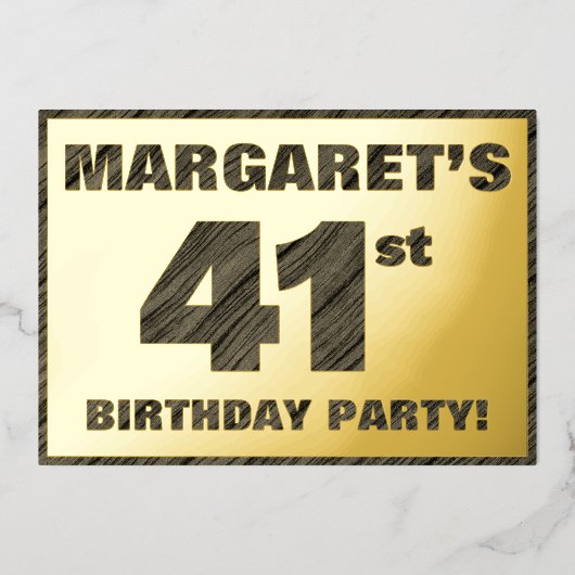 41ste verjaardag van de partij van Birthday - Vett Folie Uitnodiging (Voorkant)