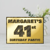 41ste verjaardag van de partij van Birthday - Vett Folie Uitnodiging (Staand Voorkant)