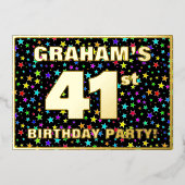 41ste verjaardag van de partij van Birthday - vun, Folie Uitnodiging (Voorkant)