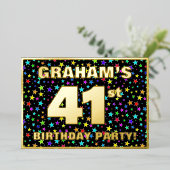 41ste verjaardag van de partij van Birthday - vun, Folie Uitnodiging (Staand Voorkant)