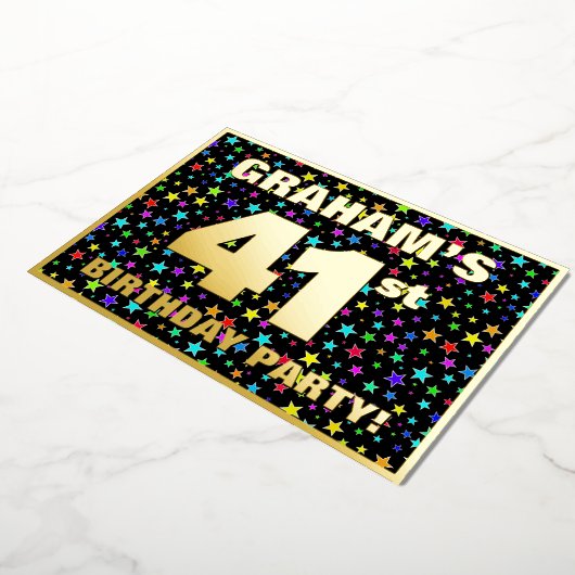 41ste verjaardag van de partij van Birthday - vun, Folie Uitnodiging (Gedraaid)